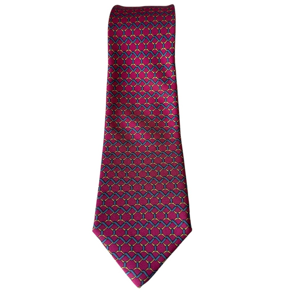 Authentic Hermes Red Printed Tie New